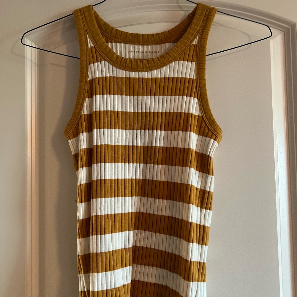 American Eagle Yellow and White Tank Top